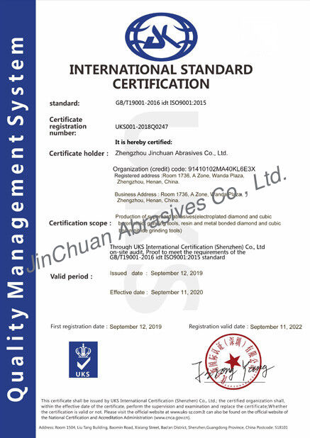 الصين ZHENGZHOU JINCHUAN ABRASIVES CO., LTD. الشهادات